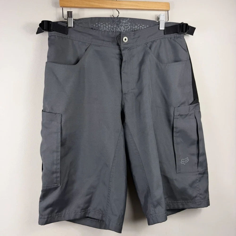 Fox Racing Shorts Mens 34-36 Gray Belted Motocross Cycling Racing 13